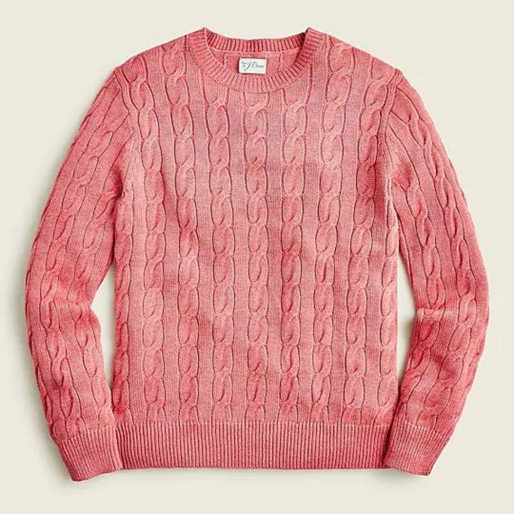 J. CREW Merino Wool Cashmere Angora Cableknit Sweater Pink Red